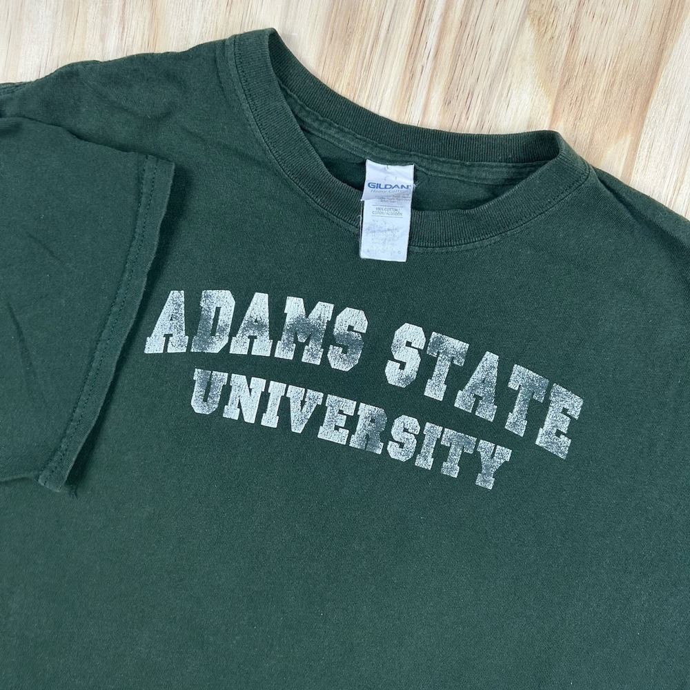 Adams State University Grizzlies Short Sleeve T Shirt Size L Green Fade Distress